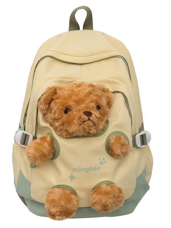 Korean Style Cute Bear Junior Senior High Large Leisure Backpack