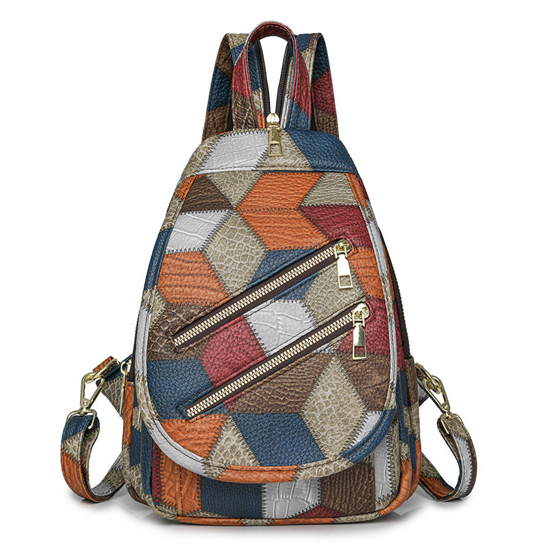 Women's Fashion Contrast Color Flip Ethnic Style Women's Backpack