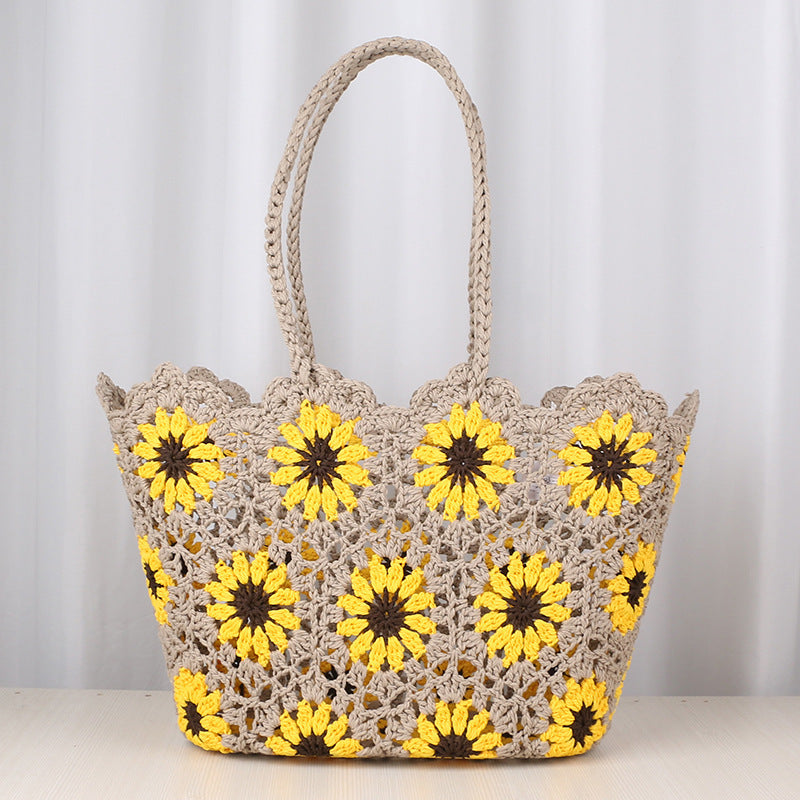 Women's Crocheted Handmade Hollow Pattern Woven Knitted Women's Shoulder Bag
