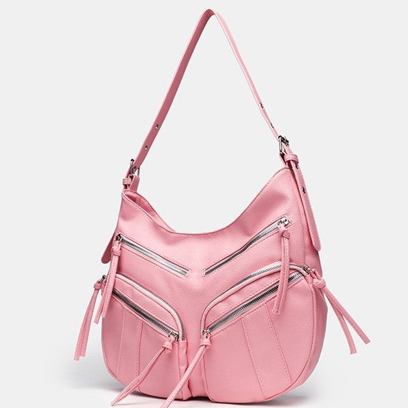 Women's Korean Style Adjustable Soft Leather Textured Lychee Pattern Large Underarm Bag