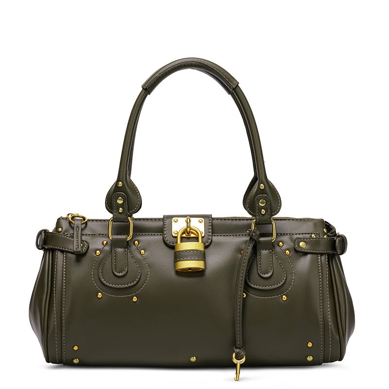 Retro Distressed Head Boston Motorcycle Portable Women's Handbag