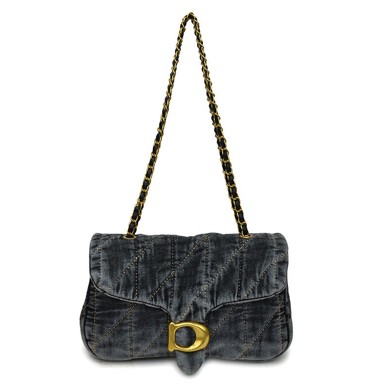 Women's Retro Distressed Denim Underarm Fashion Commuter Women's Shoulder Bag