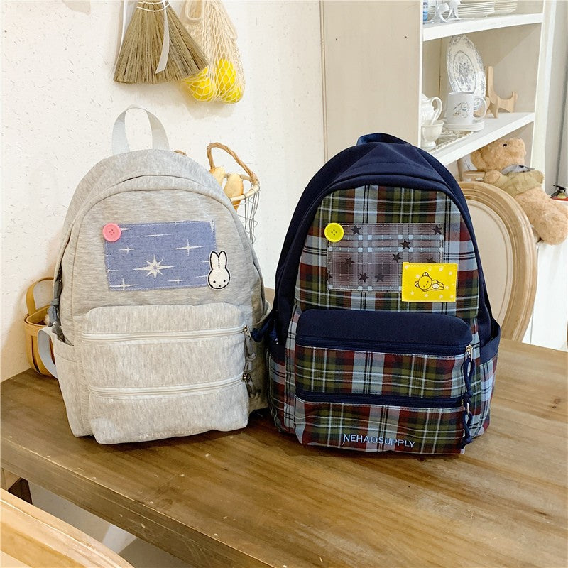 Durable Unique Plaid Fashion Junior Learning Leisure Backpack
