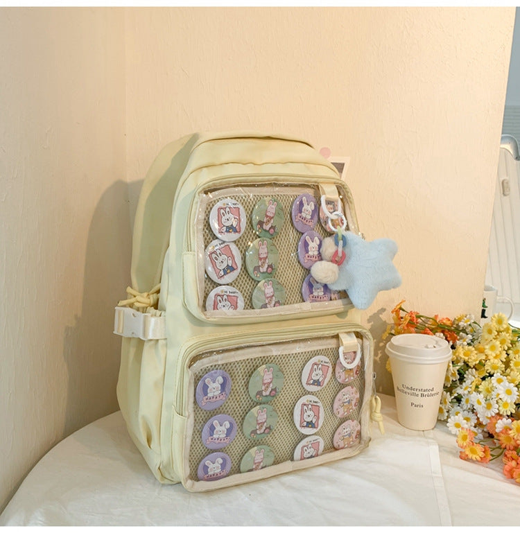 Large Capacity Transparent Korean Style Mori College Primary Secondary Decorative Backpacks