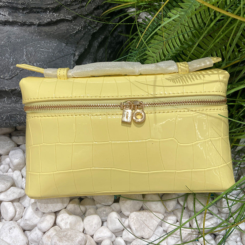 Women's Stone Pattern Lunch Box Genuine Leather Women's Messenger Bag