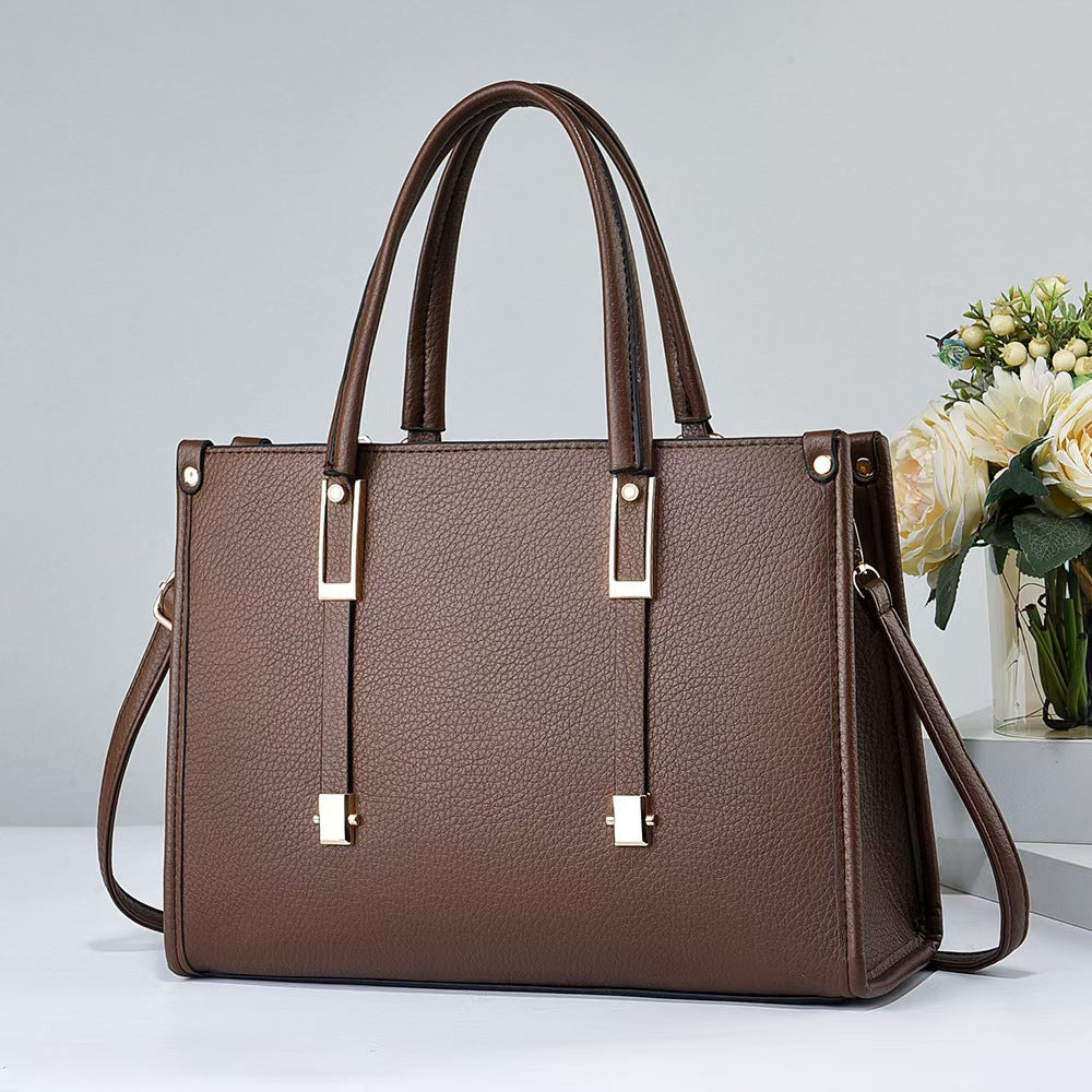 Women's Color High Quality Large Capacity Textured Portable Simplicity Tote Bag