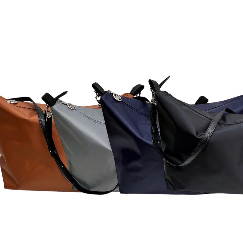 Women's French Large Capacity Nylon Chic Cowhide Women's Shoulder Bag