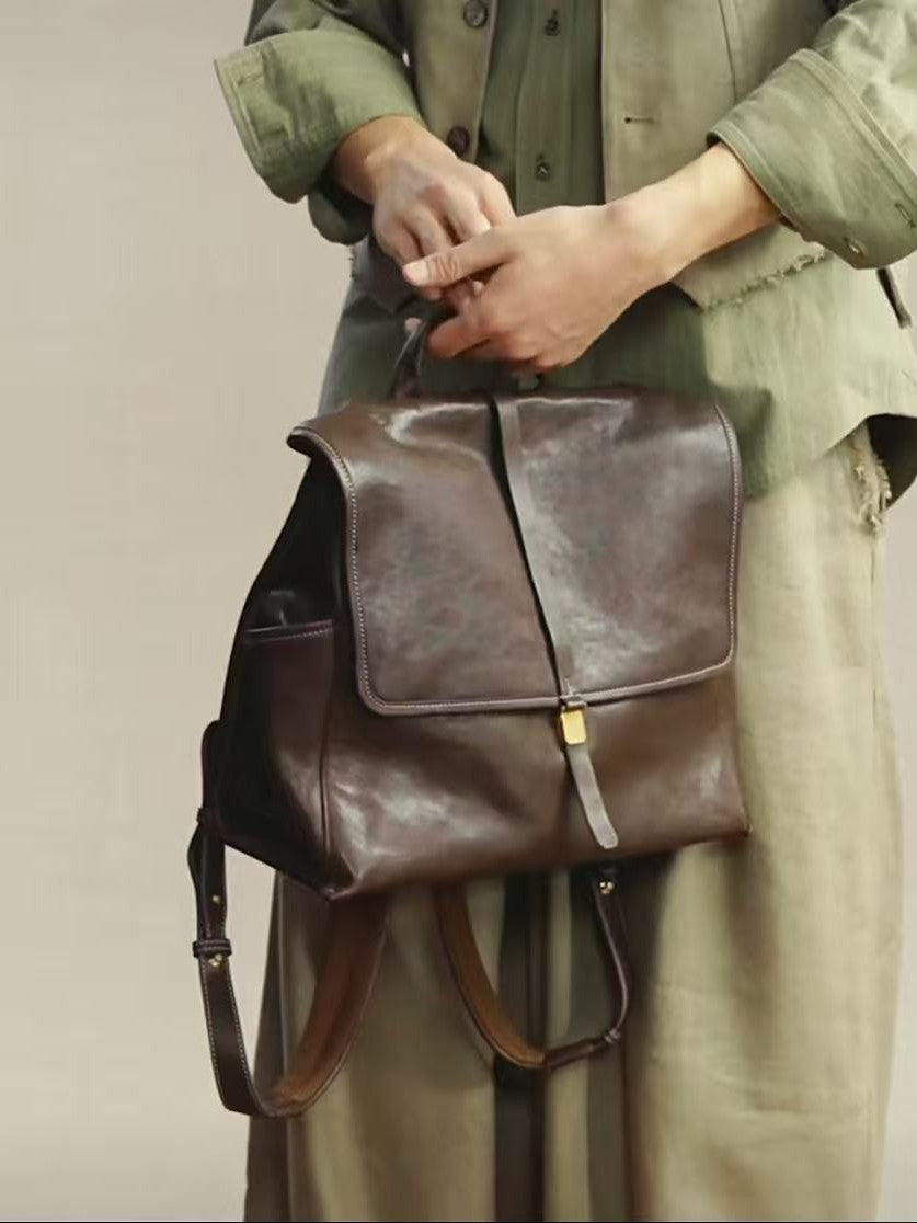 Mountain Vegetable Tanned Sheepskin Series Simple Large Capacity Lightweight Backpacks