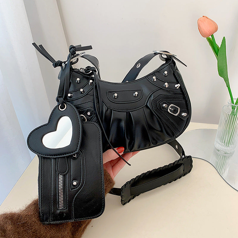 Classic Rivet Motorcycle Three-in-one January Underarm Women's Messenger Bag