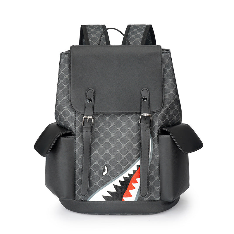 Women's & Men's Style Business Leather Large Capacity Trendy Plaid Backpacks
