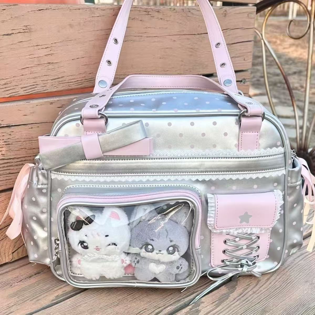 Hidden Light Cartoon Commuter Double Star Women's Backpack