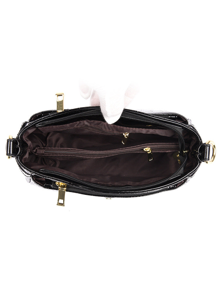 Women's Crocodile Pattern Mother Multilayer One Fashion Portable Large Women's Shoulder Bag