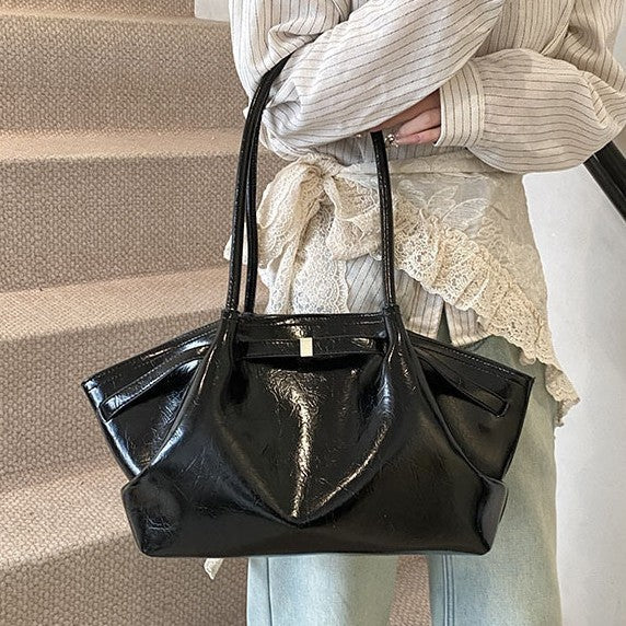 Women's Large Capacity Niche Underarm Pleated Commuter Tote Bag