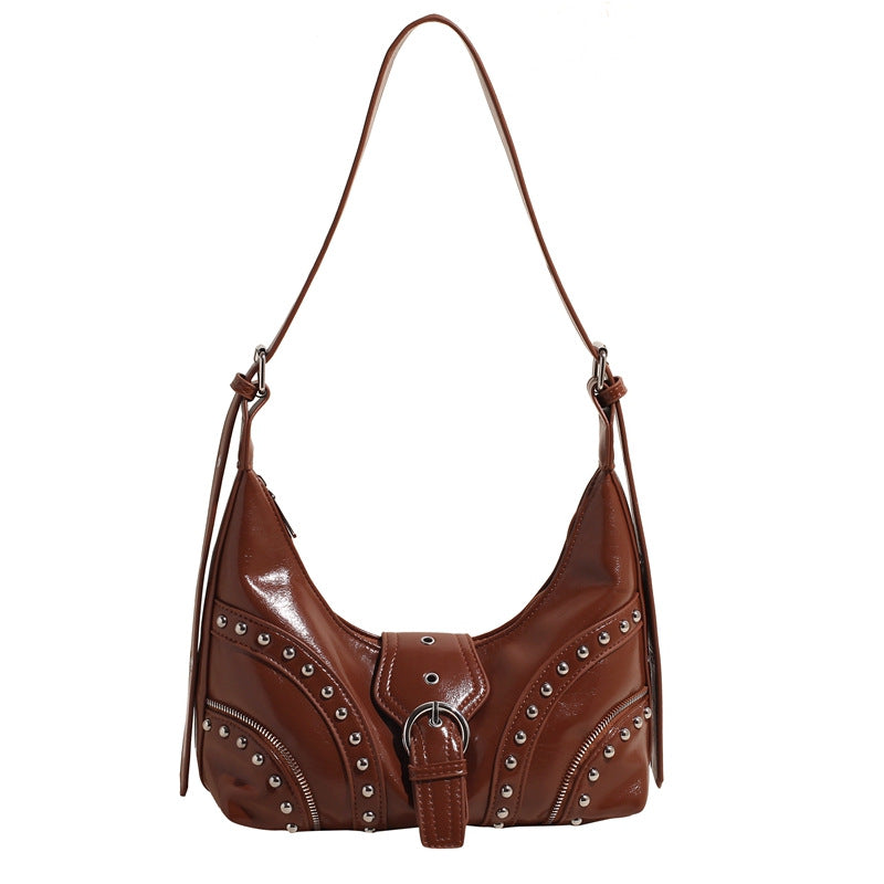 Women's Retro Fashion Haulage Motor Style Spring Fashionable Stylish Personality Underarm Bag