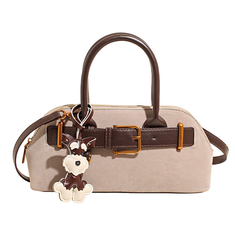 Women's Suede Korean Style Stitching Machine Car Women's Shoulder Bag