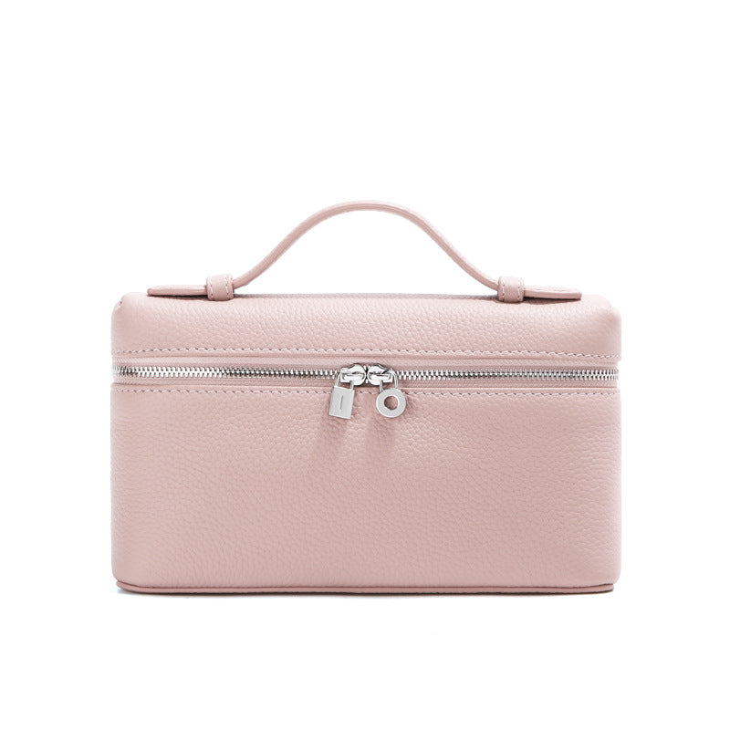 Women's Layer Cowhide Lunch Box Genuine Leather White Women's Shoulder Bag