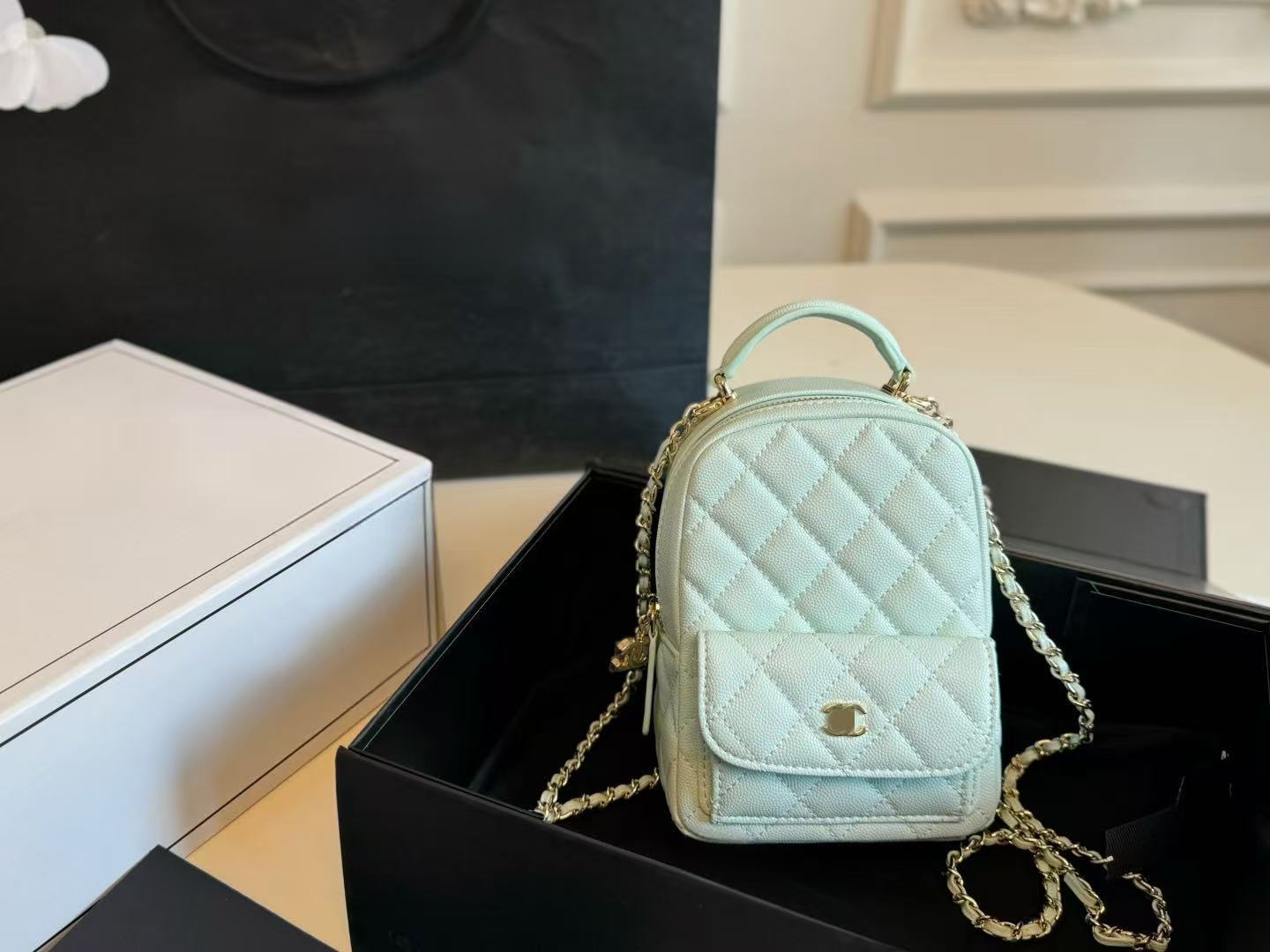 High Quality Rhombus Chain Classic Style Lychee Leather Bags