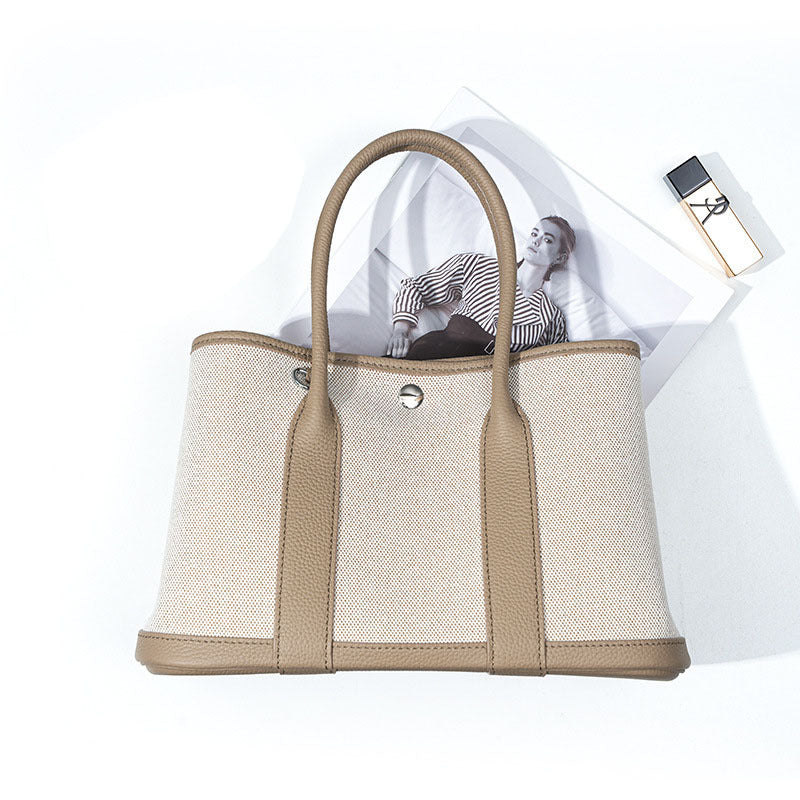 Women's High Sense Leather Genuine Large Capacity Canvas Women's Handbag