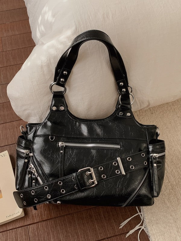 Women's Fashionable Personalized Hot Oil Wax Leather Shoulder Bags
