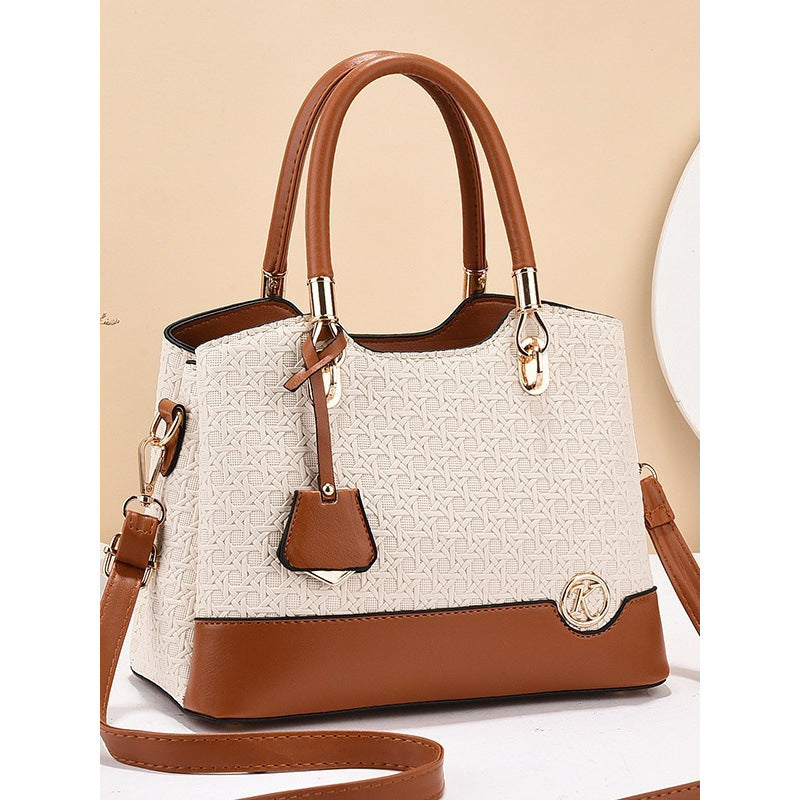 Women's Classy Mom Large Capacity Contrast Color Multilayer Fashion Handbags