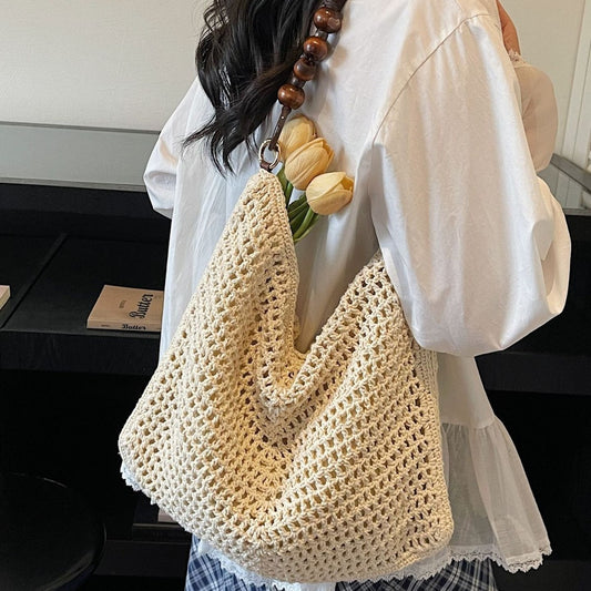 Women's Seaside Vacation Style Fashion Beach Woven Large Capacity Women's Messenger Bag