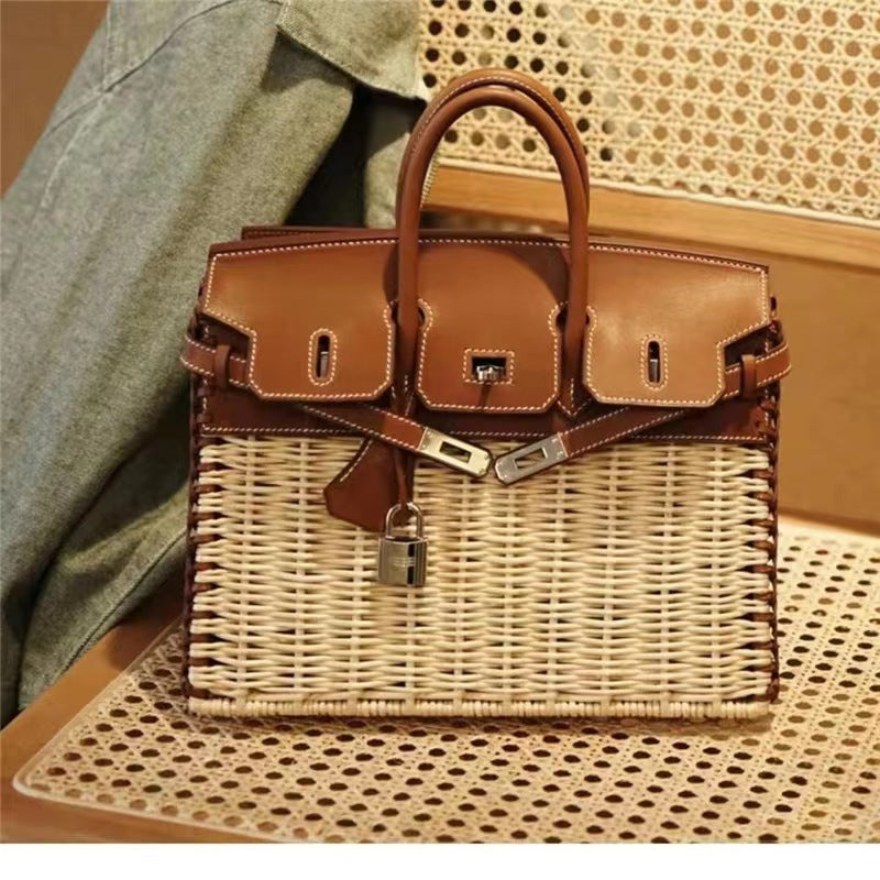Women's Handmade Rattan Straw Large Capacity Woven Bags