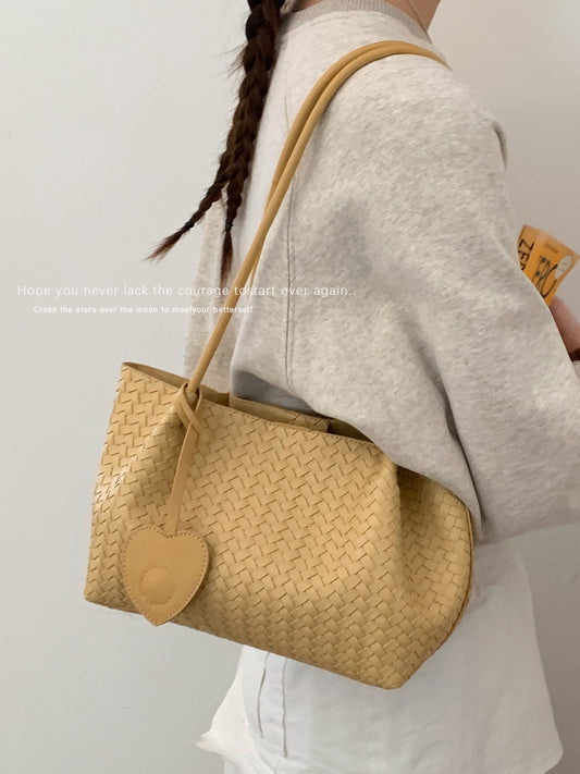 Women's Korean Style High-grade Large Capacity Underarm Woven Portable Tote Bag