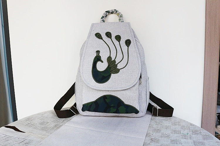 Women's Vintage Printing Wax Line Woven Fresh Women's Backpack
