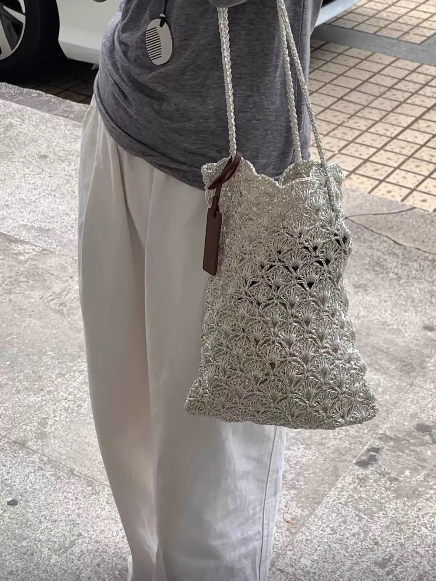 Women's Shell Crocheted Exquisite Niche Bright Sier Women's Shoulder Bag