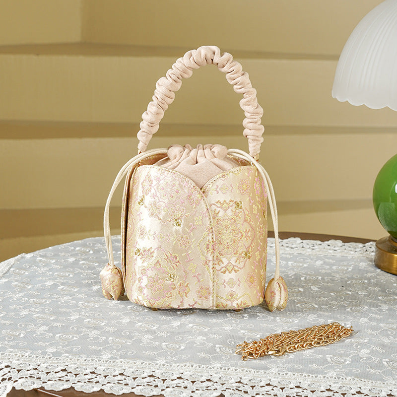 Smokey Violet Jacquard Brocade National Style Cheongsam Women's Handbag