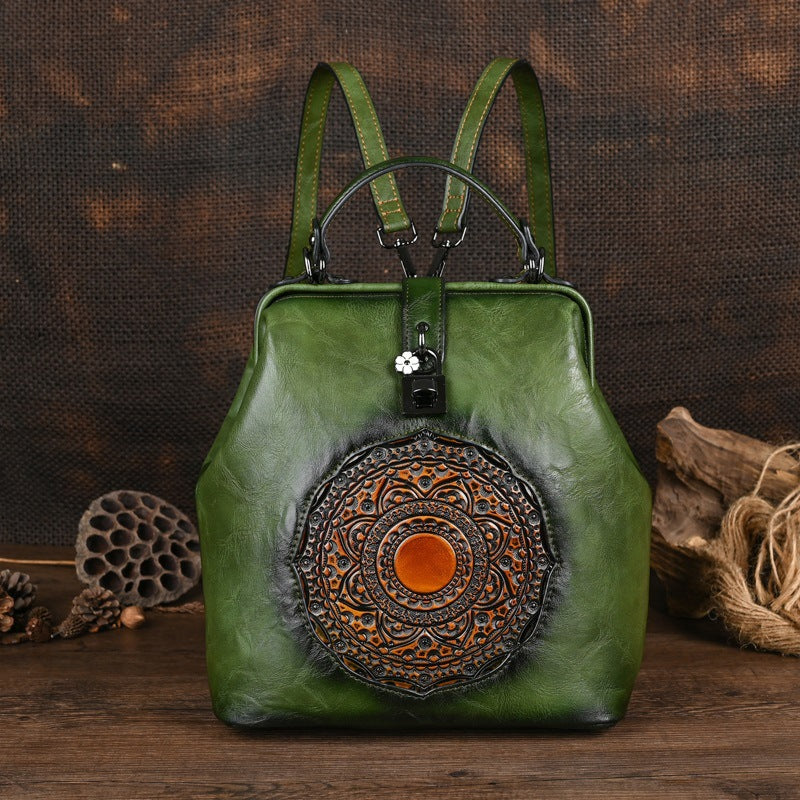 Women's Embossing Urban Simple Style Leisure Hand-rub Women's Backpack