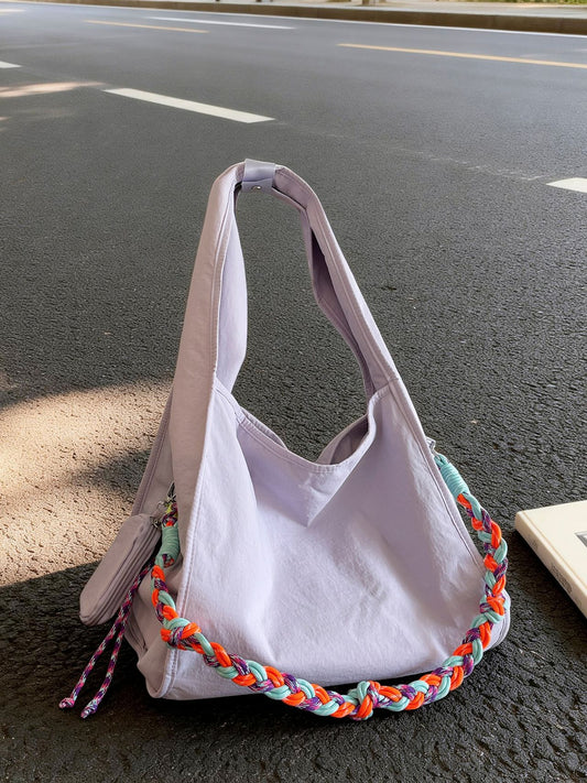 Women's & Men's Korean Large Capacity Colorful Ropes Cloth Tote Bag