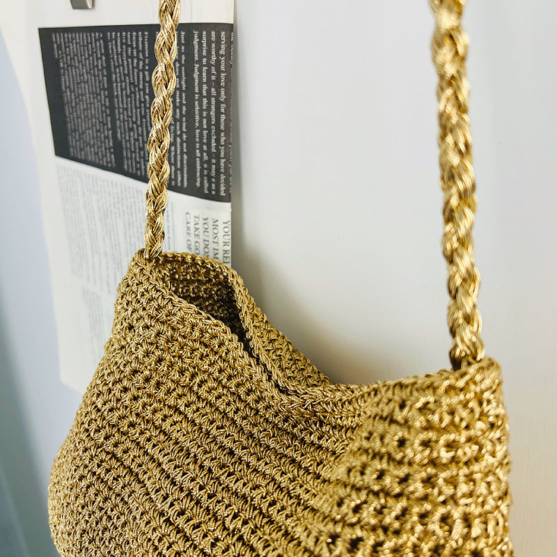 Women's Underarm Design Artistic Retro Lazy Gold Thread Women's Shoulder Bag