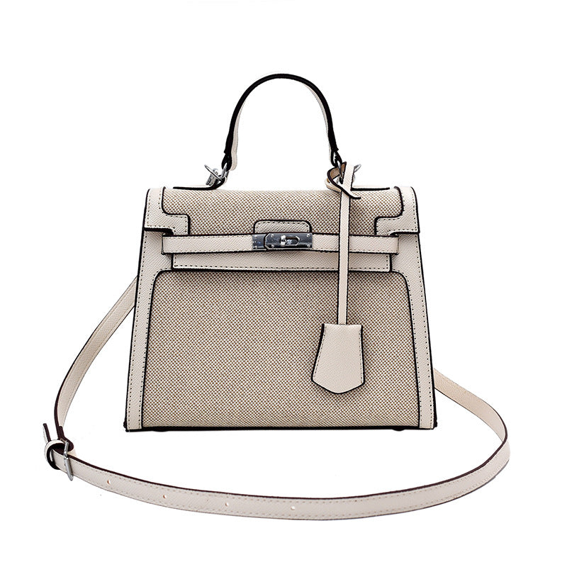 Women's High-grade Retro Portable Kelly Linen Stitching Bags