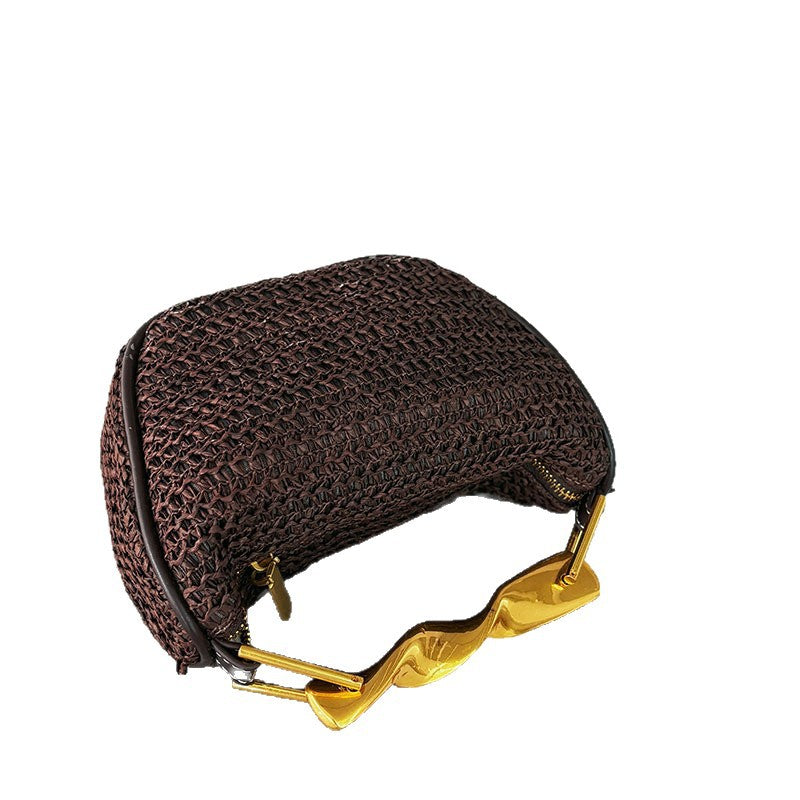 Women's Retro Wave Metal Zipper Fashion Woven Women's Handbag