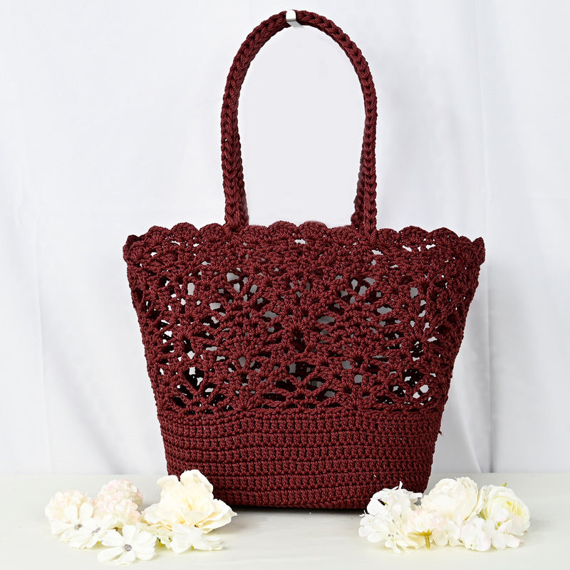 Women's Woven Knitted Handmade Cotton Thread Hollow Crochet Women's Handbag