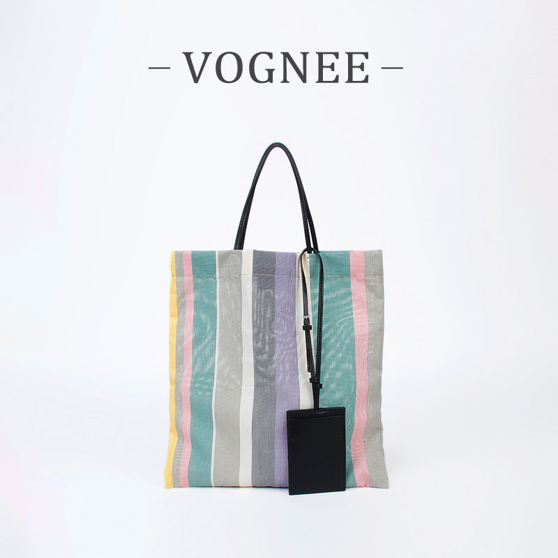 Rainbow Striped Large Capacity Fashion Leisure Women's Shoulder Bag