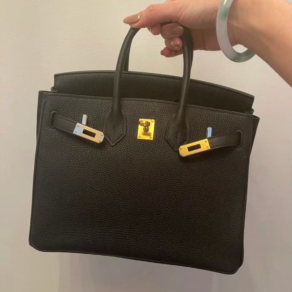 Trendy Lychee Pattern Portable Commuter Female Gold Women's Handbag