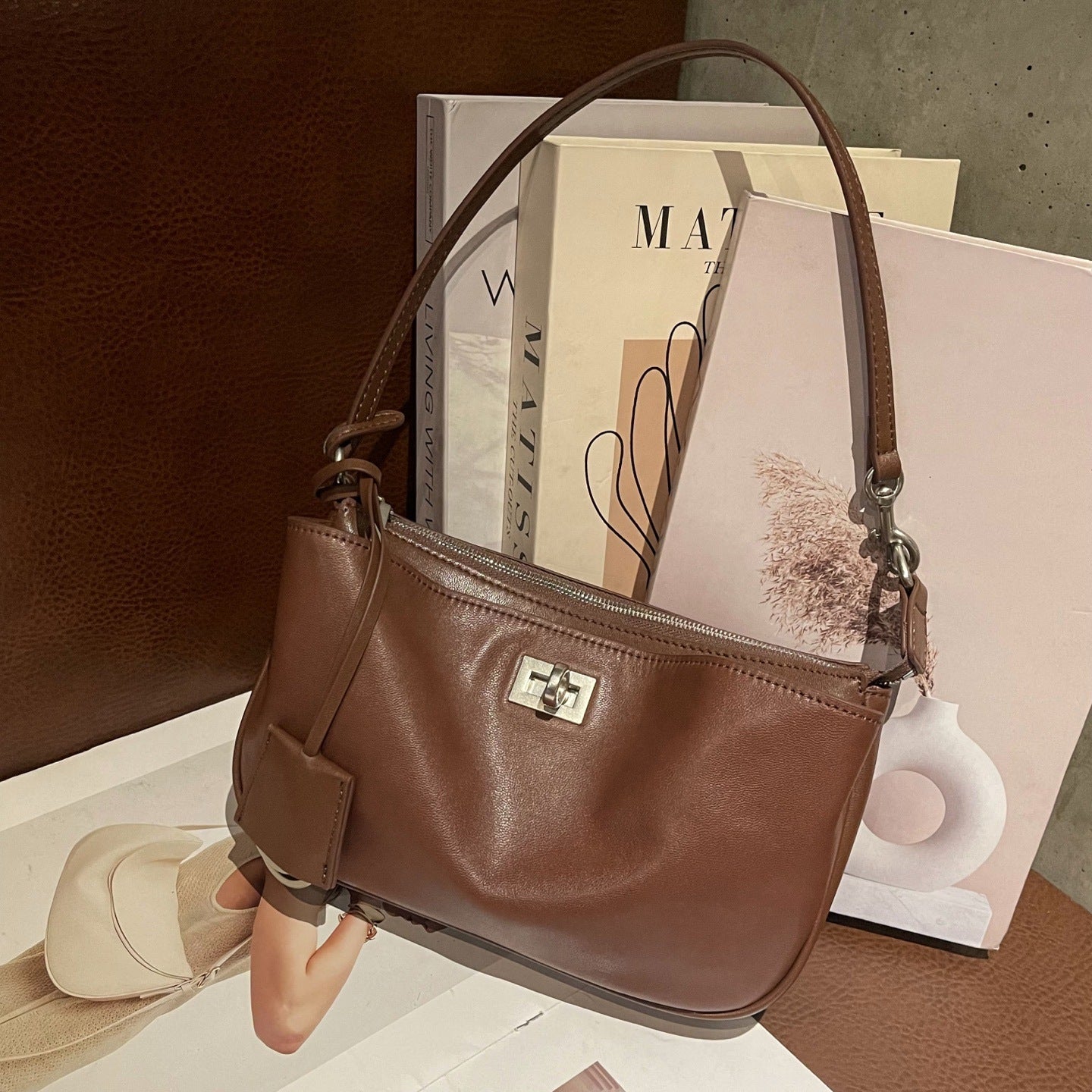 First Layer Vegetable Tanning Leather Kelly Genuine Underarm Bag