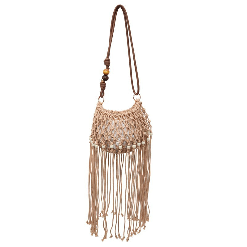 Fashion Cotton Handmade Tassel Woven Fresh Phone Bags