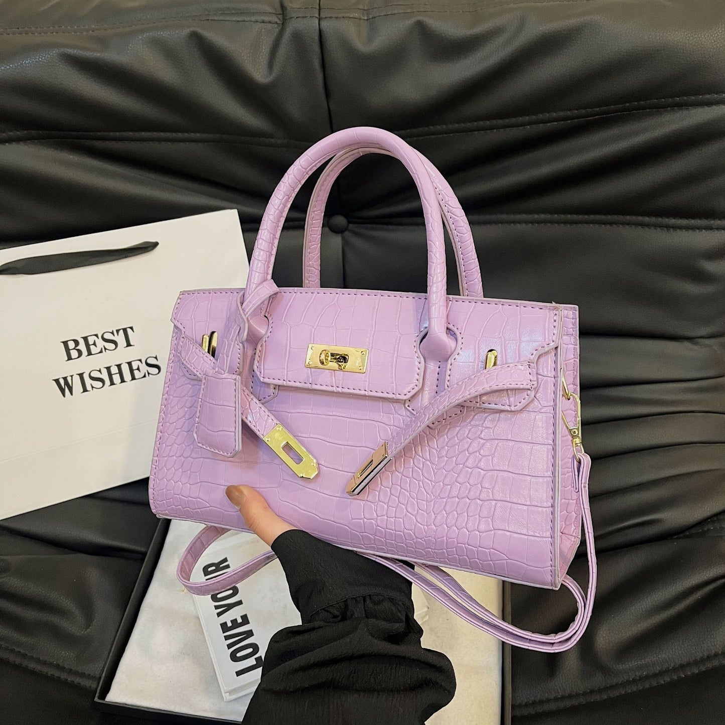 Women's Fashion Classic Retro Style Crocodile Pattern Trendy Light Women's Messenger Bag