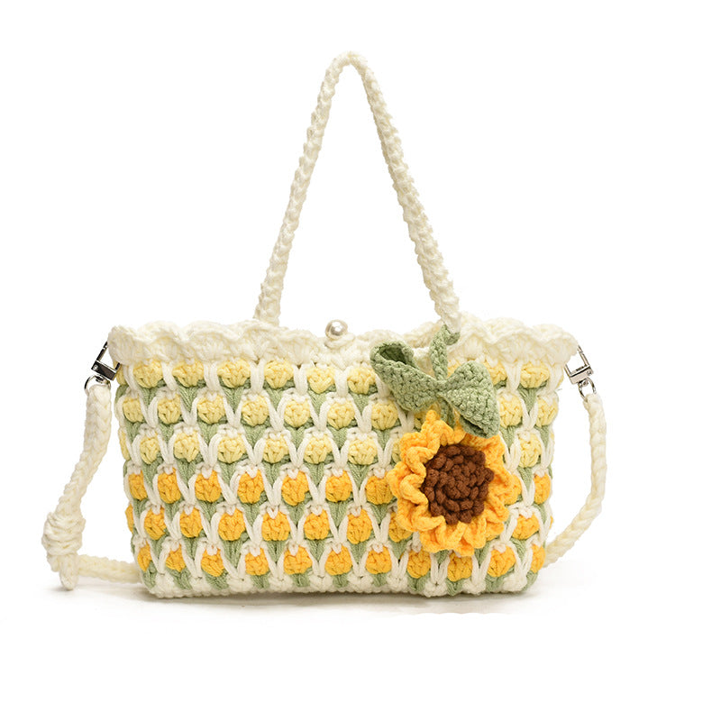 Tulip Wool Crocheted Woven Flower Sunflower Women's Messenger Bag