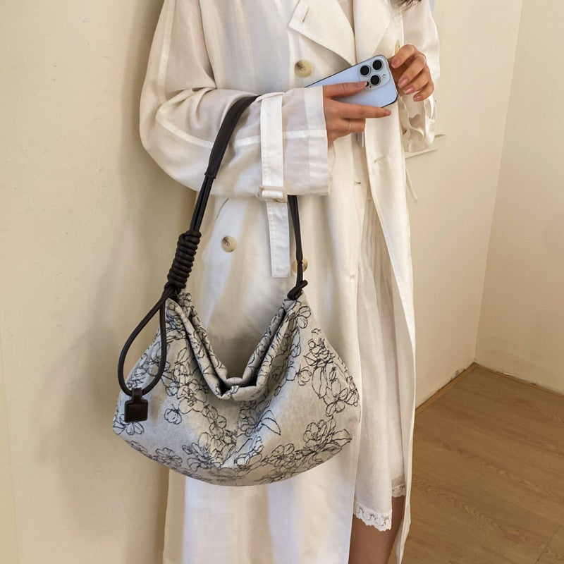 Women's Style Versatile Embroidered Summer High-grade Canvas Shoulder Bags