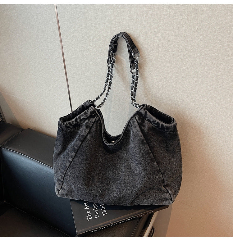 Women's Denim Fashion Retro Large Capacity Underarm Women's Shoulder Bag