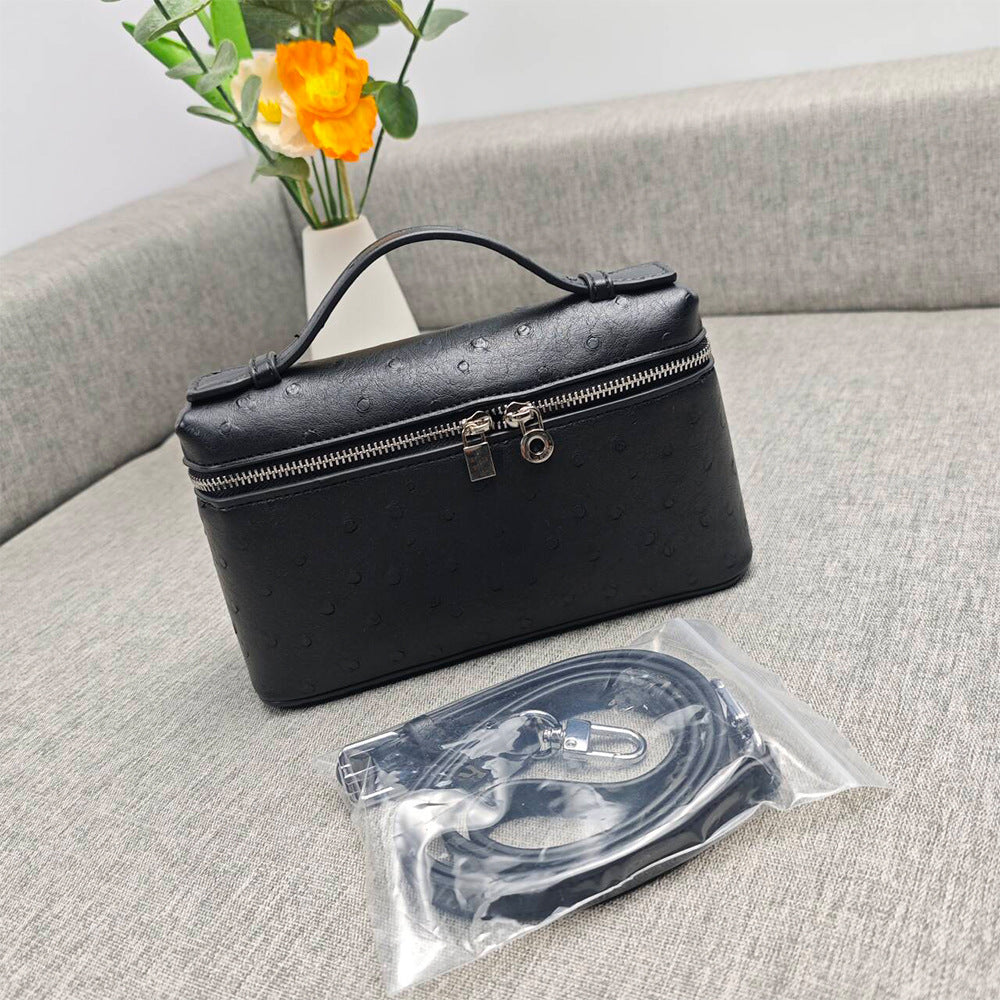 Women's Lunch Box Genuine Leather Ostrich Grain Women's Shoulder Bag