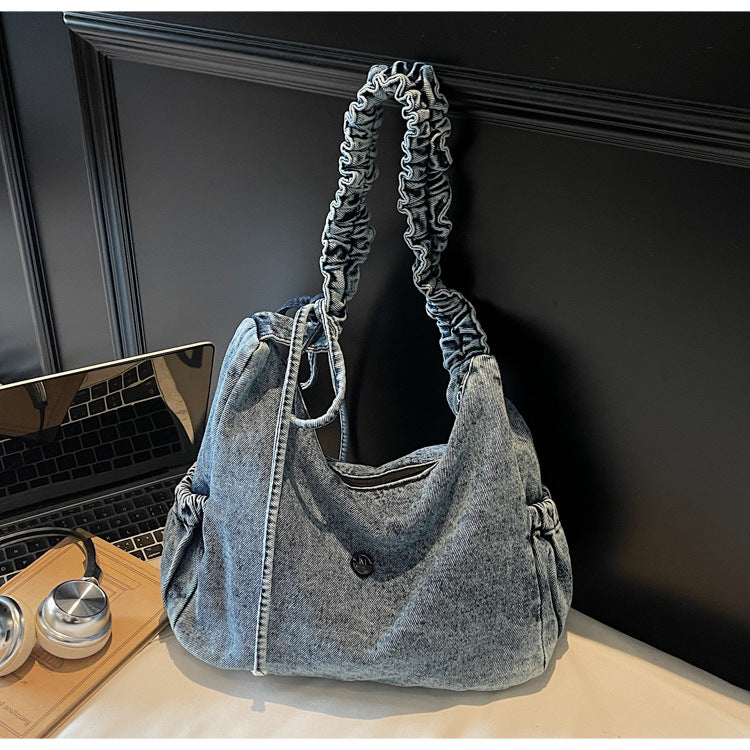 Women's Dumpling Large Capacity Lightweight Canvas Denim Bucket Bag