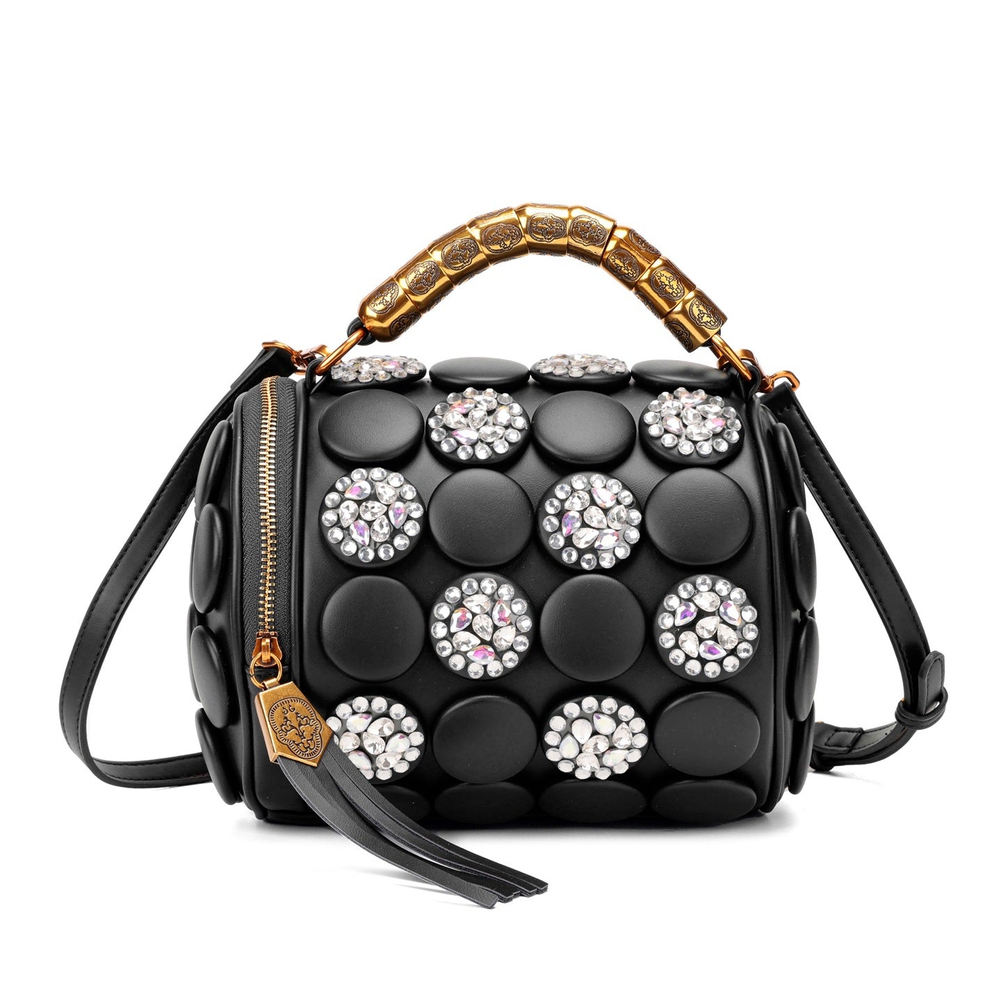 Women's High Quality Diamond Rivet Button Round Women's Handbag