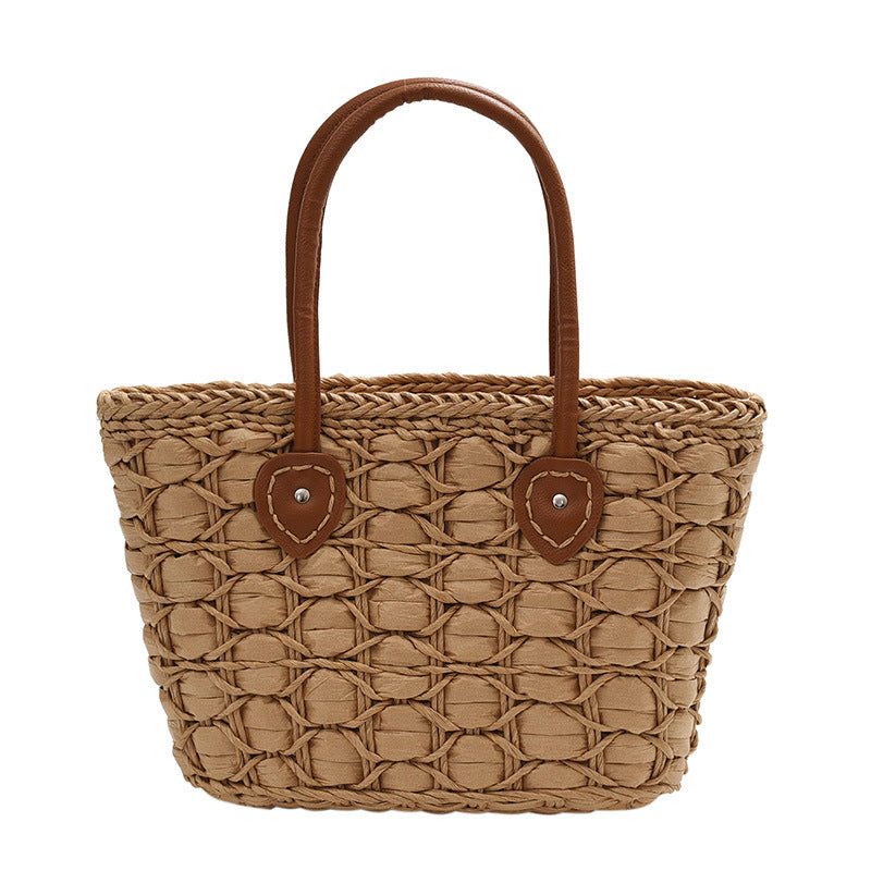 Women's French Rhombus Straw Woven Summer Seaside Vacation Underarm Women's Shoulder Bag