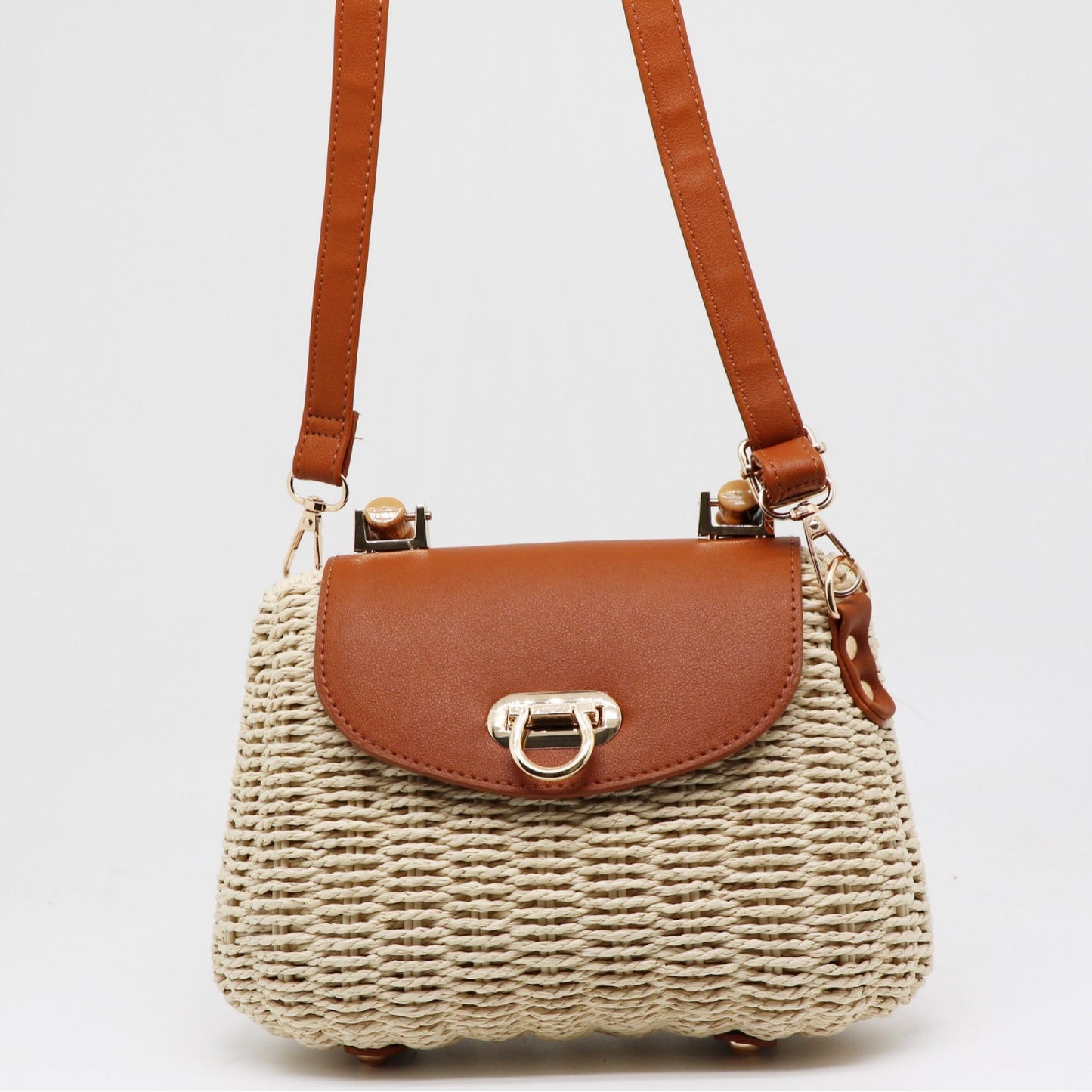 Hand-woven Female Paper String Frame Cow Women's Shoulder Bag