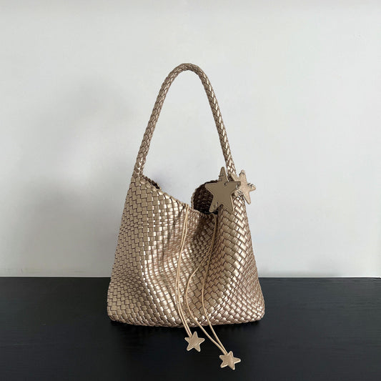 Women's Gun Champagne Hand-woven Large Capacity High-grade Tote Bag